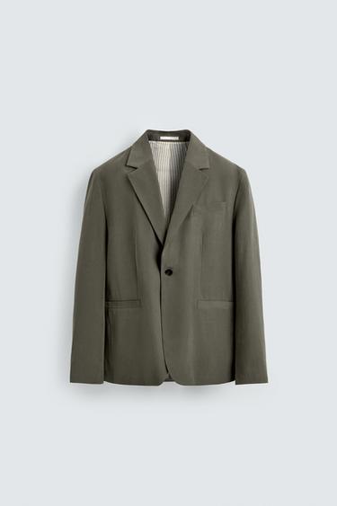 VESTE DE COSTUME COUPE DÉCONTRACTÉE - écru/vert kaki de Zara