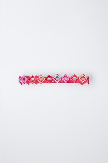 BEADED & MIRROR CHOKER - Fuchsia by Zara - Image 3