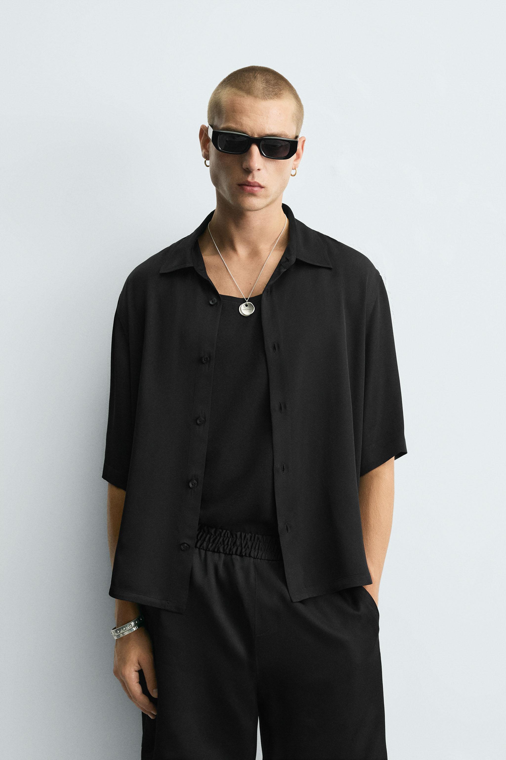 ZARA 半袖シャツ ブラウン・ベージュ・ブラック ZARA - ZARA シャツ ブラウン 茶色の通販 by sa-pin's♡shop