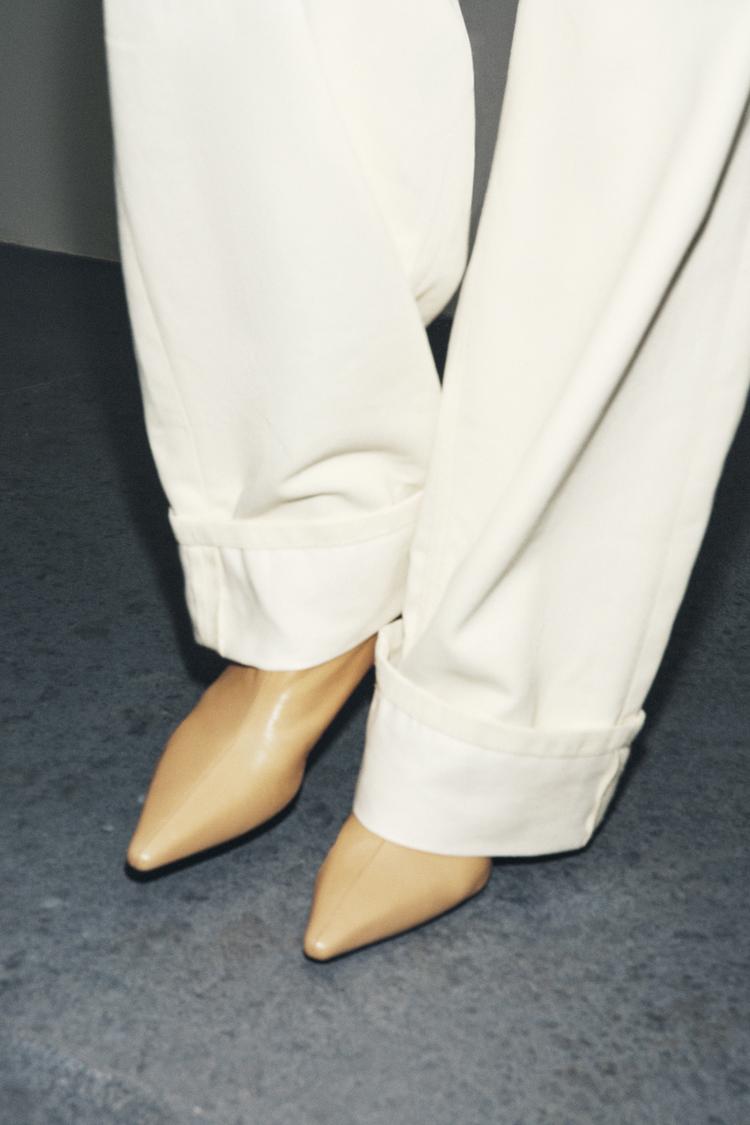 Tacón Botines Zara Blancos BOTÍN TACÓN PIEL Beige ZARA Mexico
