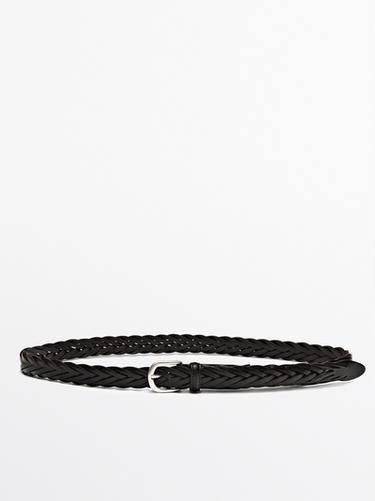Zara Braided leather belt - Brown - Image 0