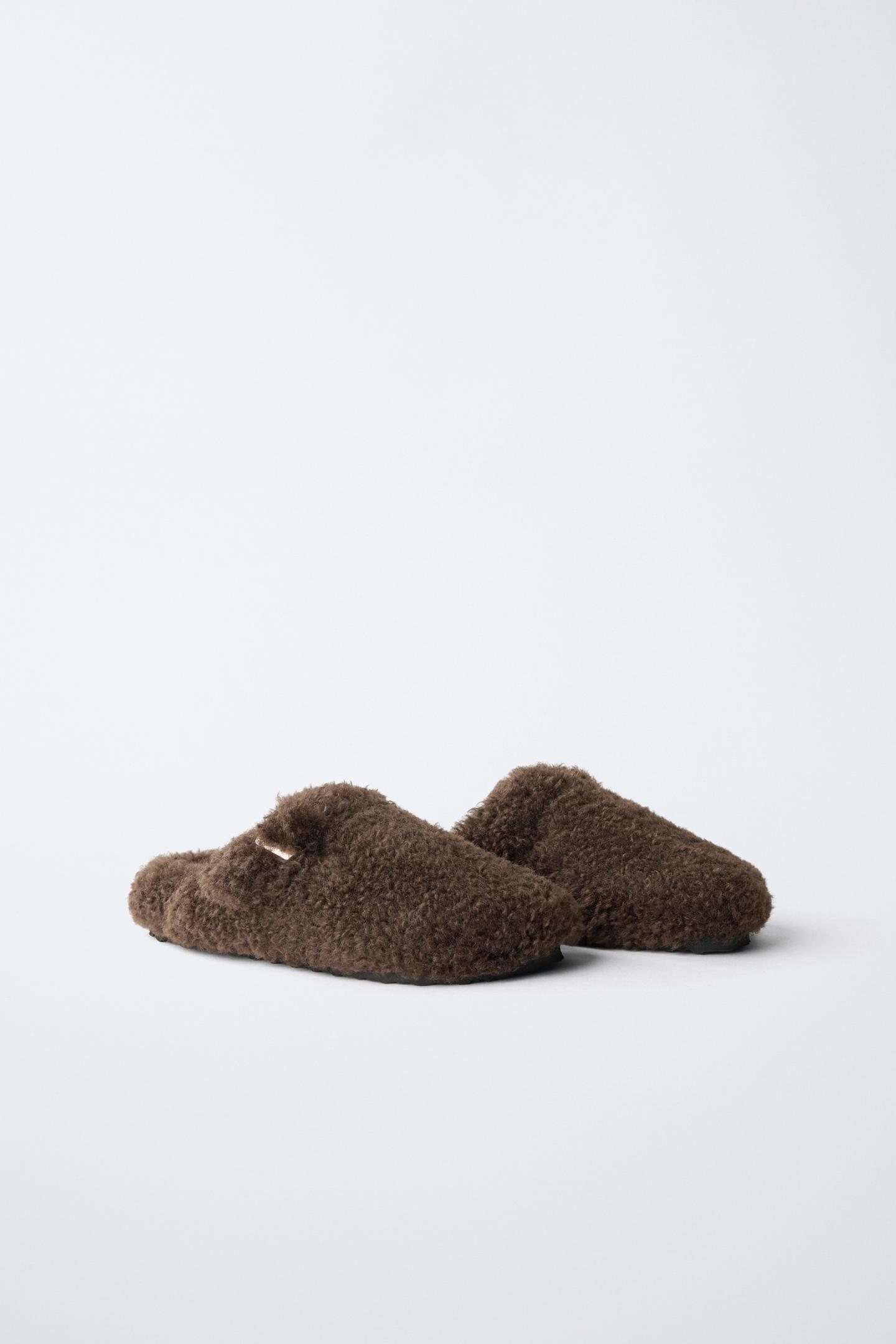 Детские сабо Zara Faux Fur Buckle, цвет: Коричневый — фото 2