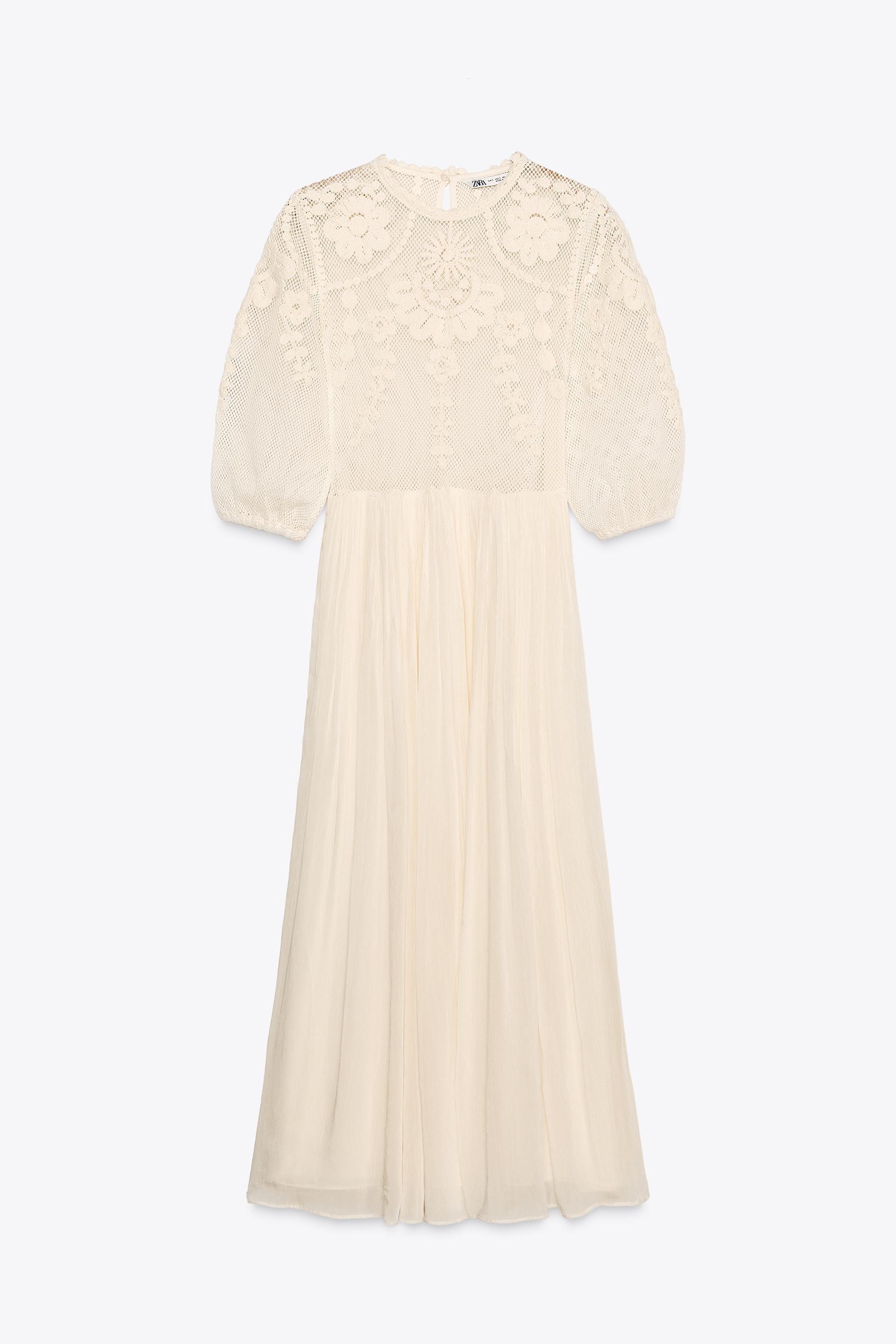 ZW COLLECTION EMBROIDERED DRESS - Ecru | ZARA United States