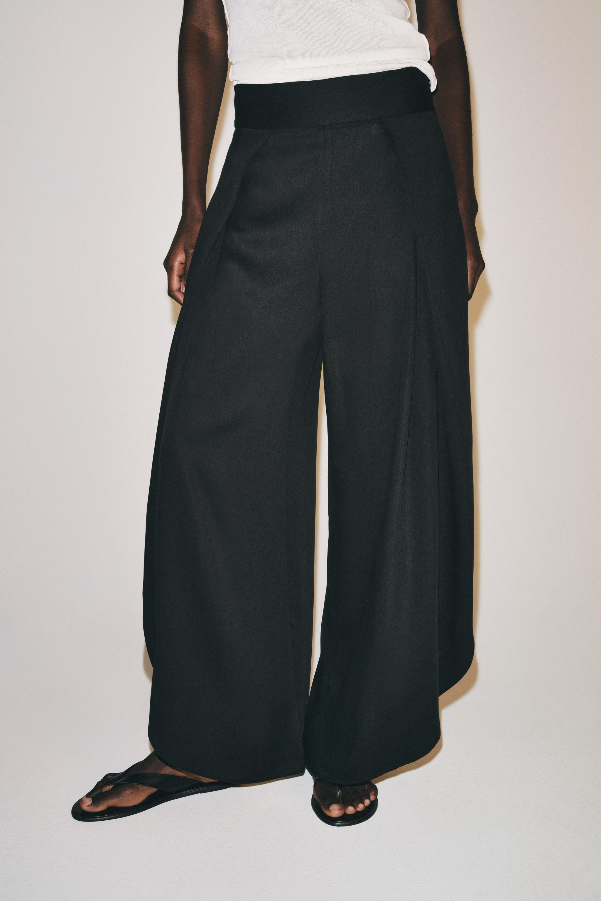 ZW COLLECTION FLOWY VENTED TROUSERS — Black