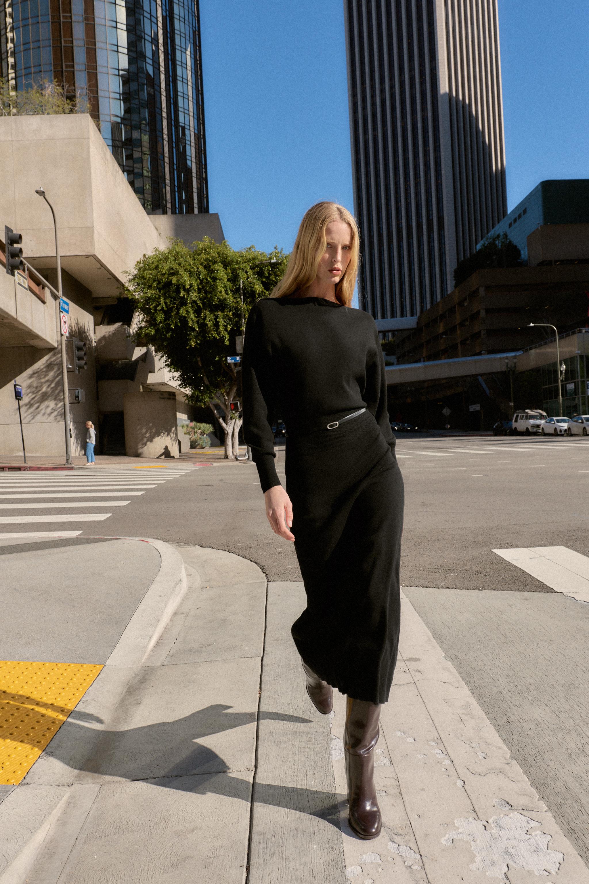 Zara - Belted Midi Dress - Black - Xl - Woman Zara - Belted Midi Dress - Black - Xl - Woman