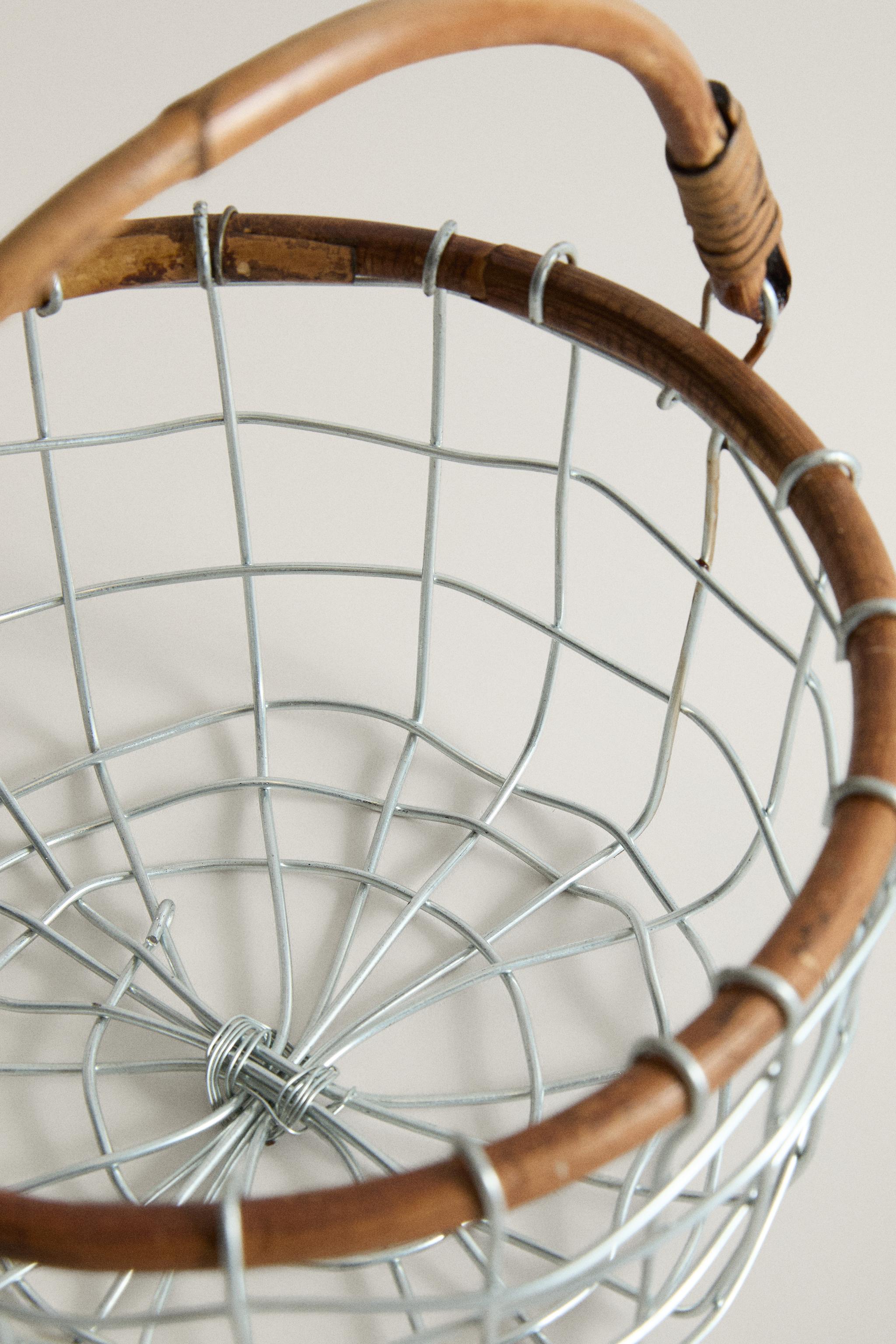 IRON AND RATTAN BASKET