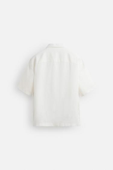 100% LINEN SHIRT - White by Zara - Image 6