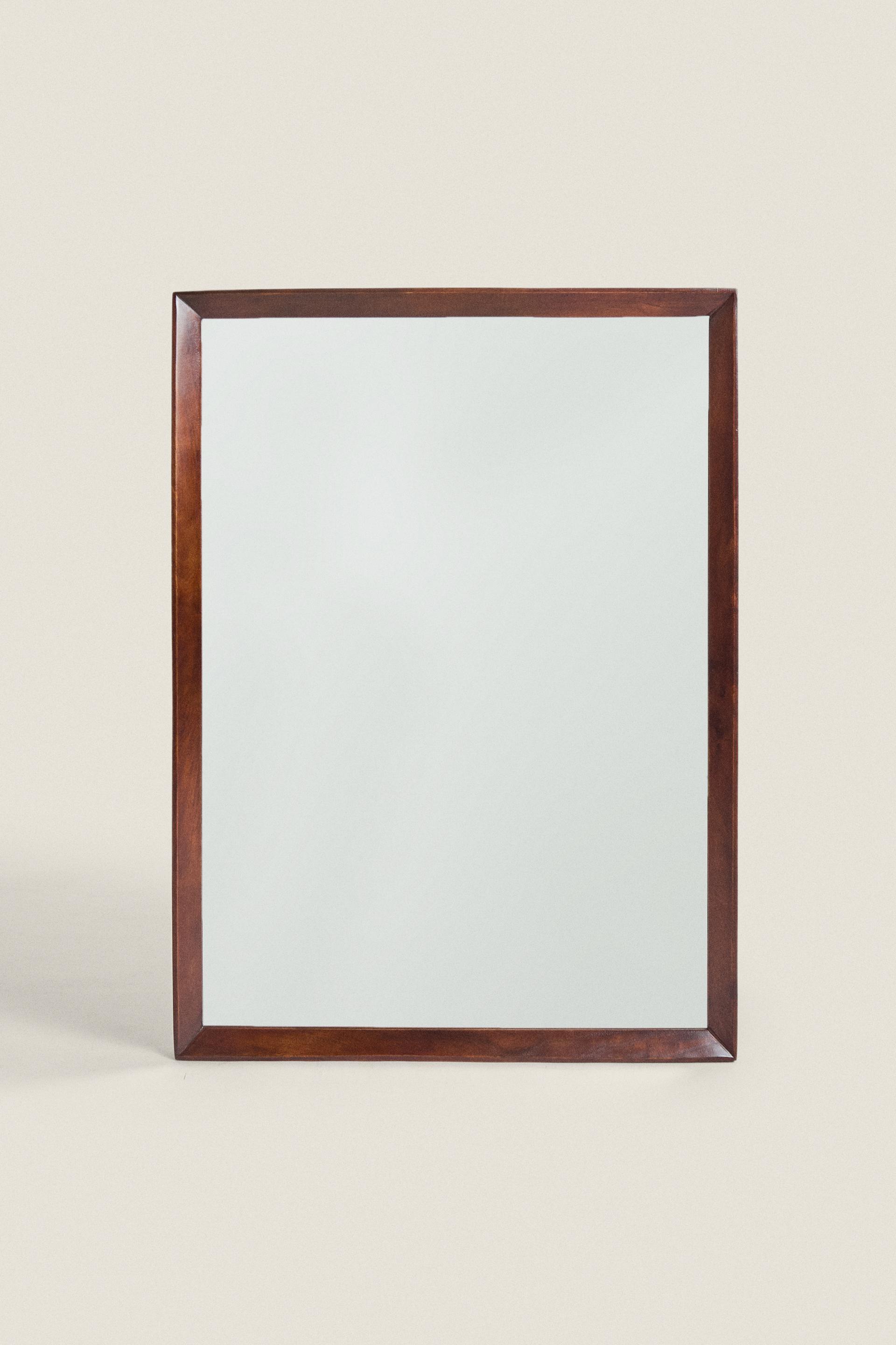 RECTANGULAR WALL MIRROR WITH WOODEN FRAME Brown ZARA Ireland