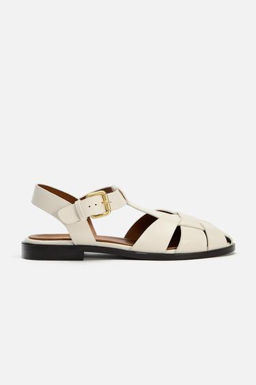 Zara SUEDE CAGE SANDALS - White