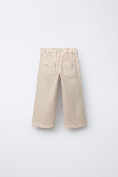 Zara MARINE TWILL SEAM PANTS - Ecru