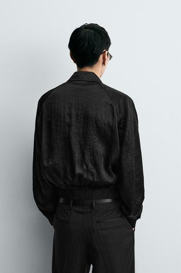 SHOULDER PAD BOMBER JACKET - Black by Zara - Image 2