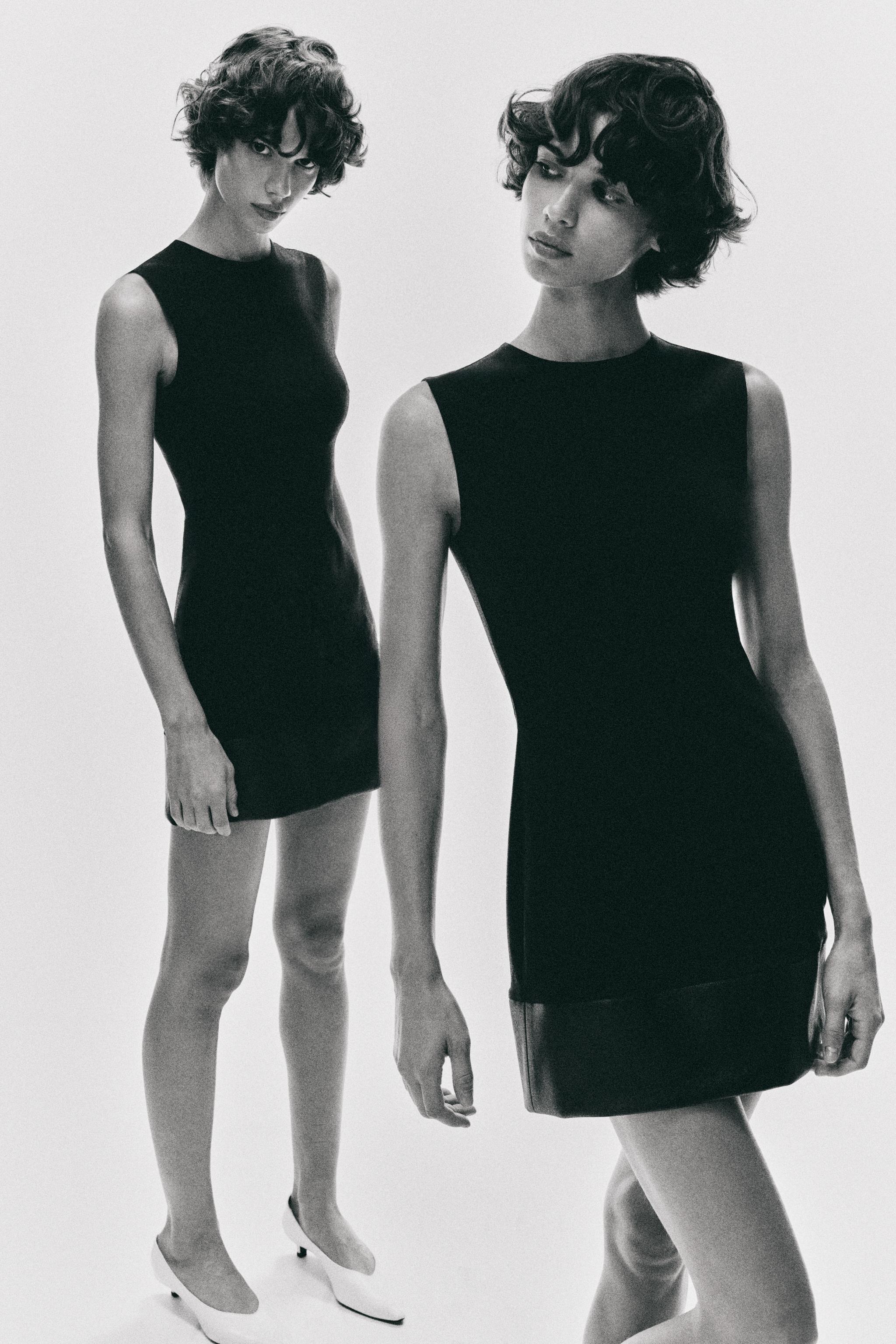 COMBINED MINI DRESS — Black