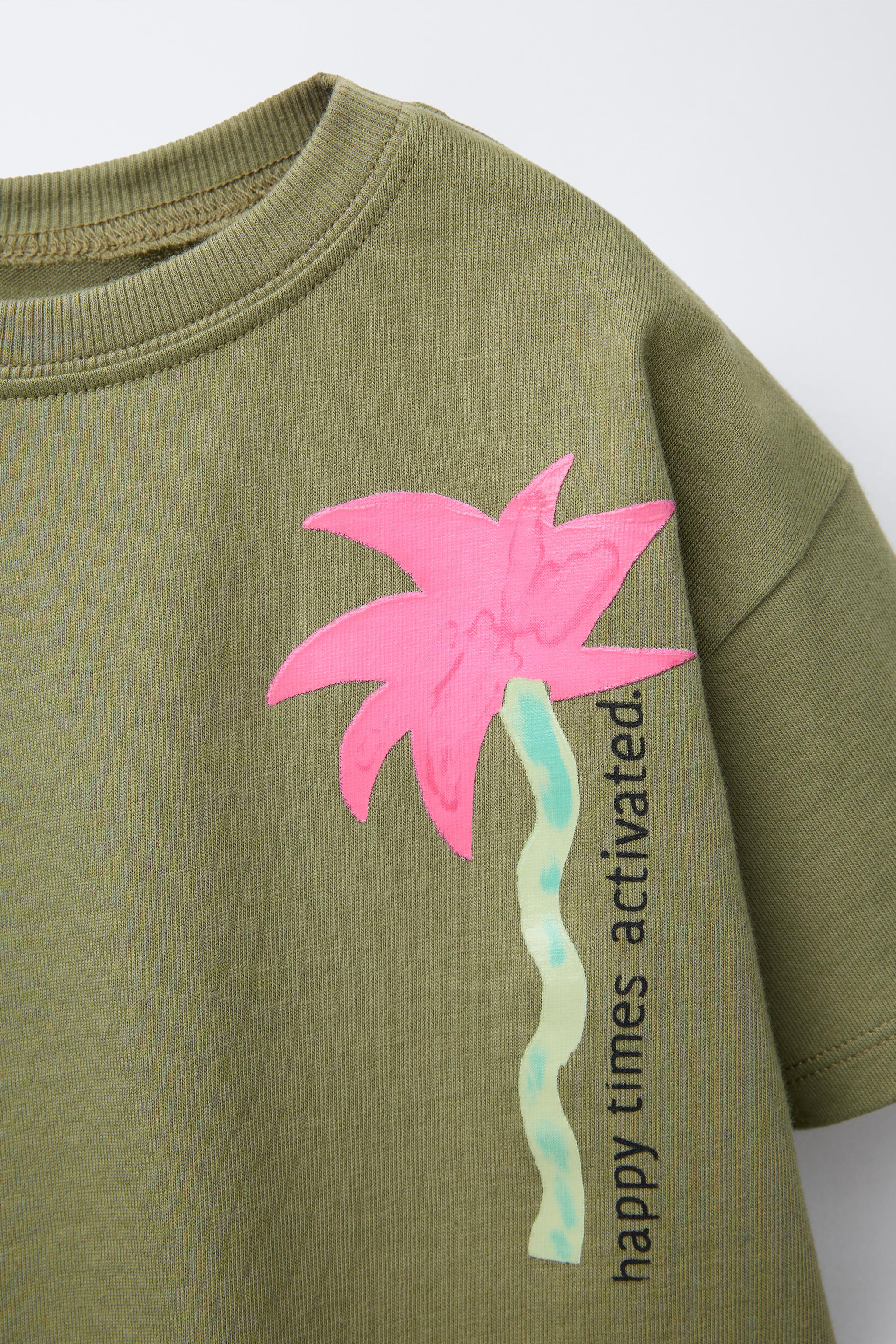 HELLO■Palm Tree Logo 6Panel Cap_Beige Palm Angels - Beige T-shirt with multicoloured palm tree