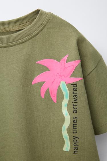 T-SHIRT IMPRIMÉ PALMIERS - Kaki de Zara - Image 2