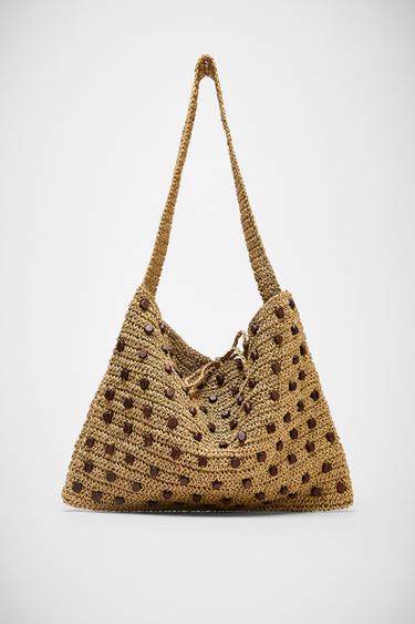 SHOPPER TRENZADO ABALORIOS - Beige claro de Zara