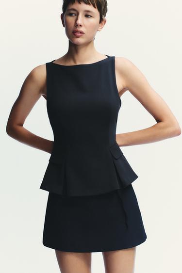 TOP PEPLUM - Marino oscuro de Zara