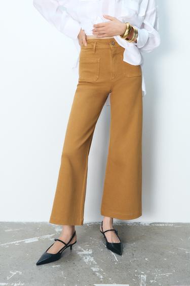 ZW COLLECTION HIGH-WAIST WIDE-LEG JEANS - Caramel by Zara