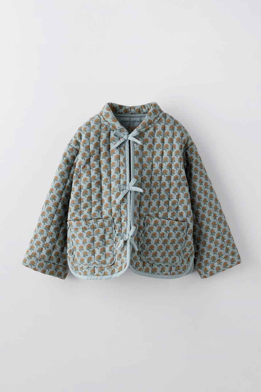 キルティング加工入りプリント地ジャケット - ライトブルー | ZARA 