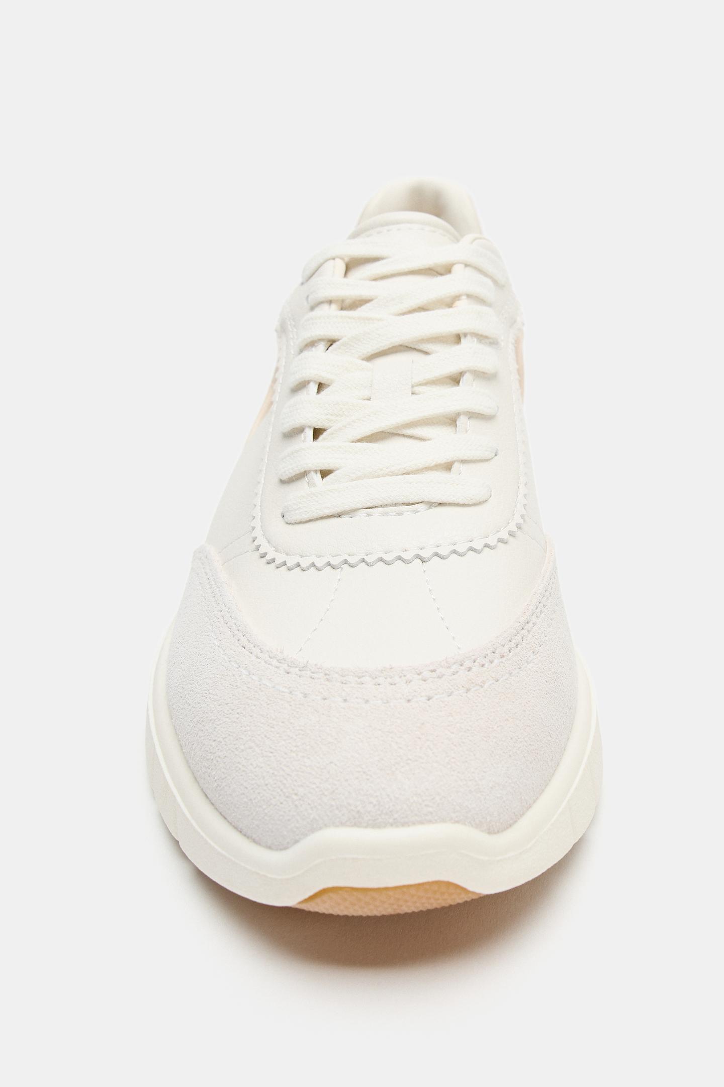Женские кроссовки Zara Contrast Heel, цвет: Молочный белый — фото 5