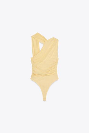 DRAPED TULLE BODYSUIT - Yellow by Zara - Image 5