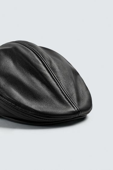 BÉRET EN CUIR - Noir de Zara - Image 3