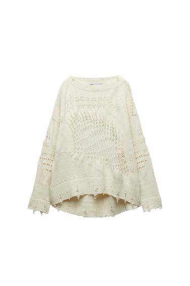 TORN EFFECT KNIT SWEATER