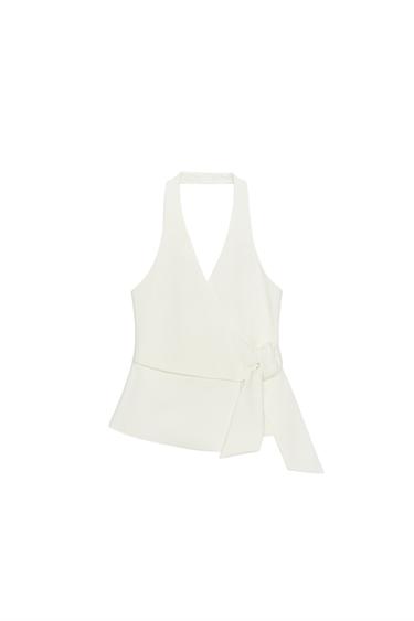 HALTER NECK KNOT WAISTCOAT - Ecru by Zara