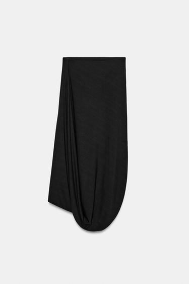 DRAPED MIDI SKIRT - Black by Zara - Image 2