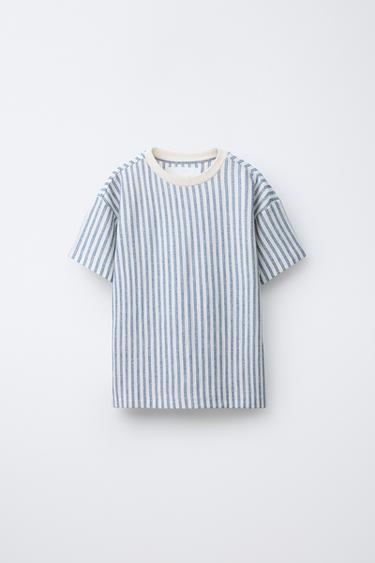 Zara RUSTIC STRIPED SHIRT - Navy / White - Image 0
