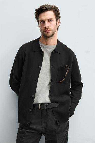 COTTON CARDIGAN WITH POCKET - Black by Zara