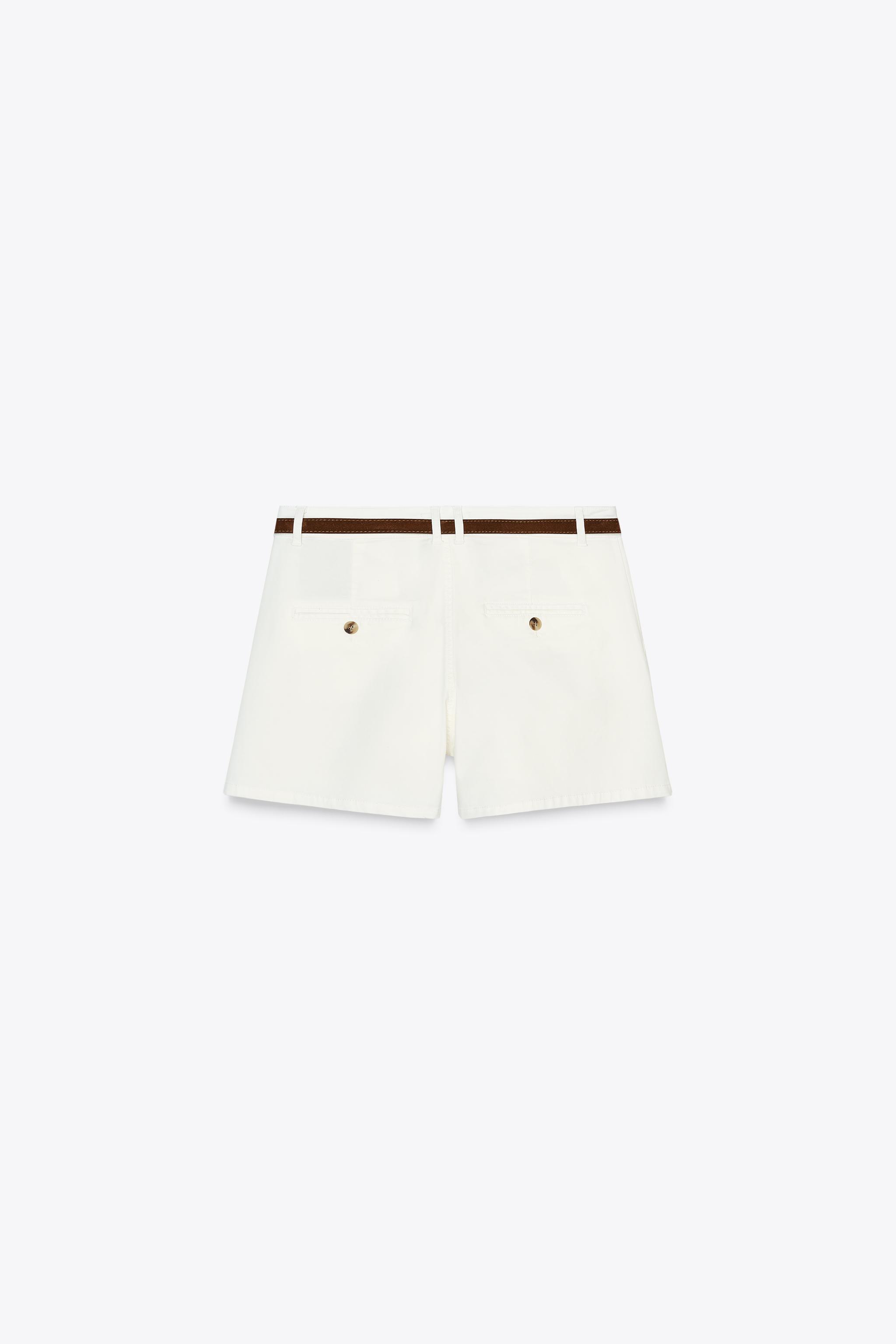 ベルト付きダーツ入りバミューダパンツ - エクリュ | ZARA Japan