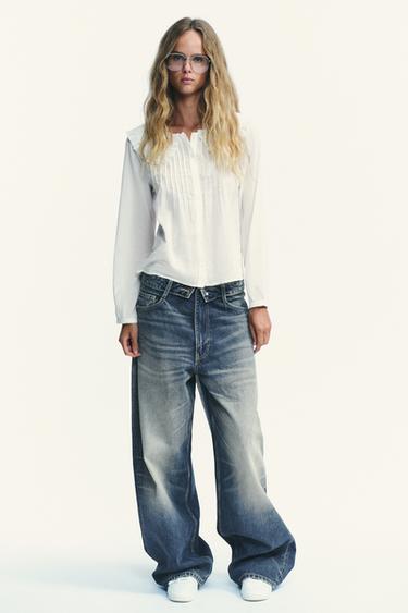 CAMISA CUELLO BOBO BORDADOS - Blanco roto de Zara - Imagen 0