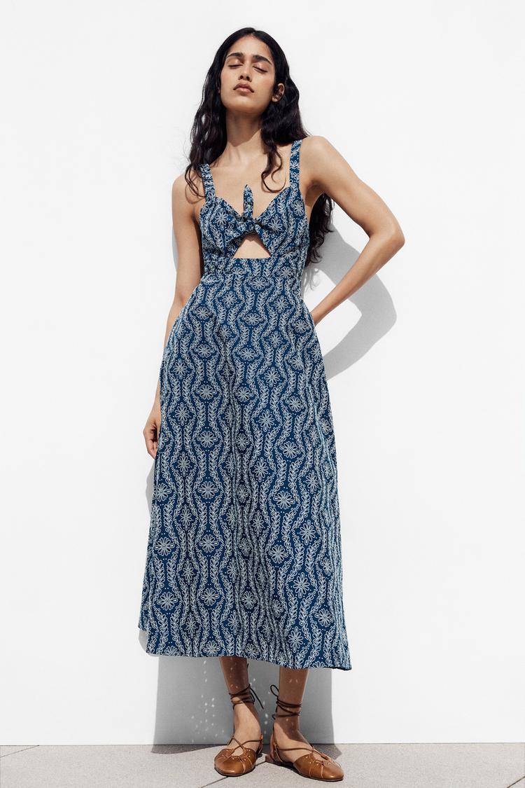 Dress Vestido Midi Bordado Zara Vestido Bordado Vestido Azul Manga