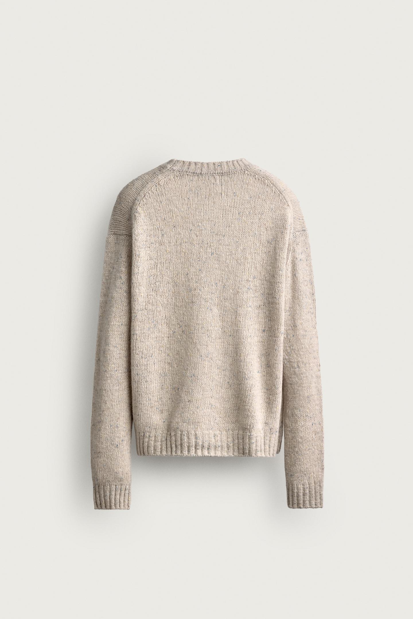 Мужской свитер Zara Wool Blend Botonato, цвет: Экрю — фото 8