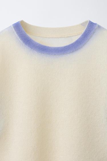 SHORT SLEEVE JUMPER WITH TIE DYE TRIMS - Ecru by Zara - Image 2