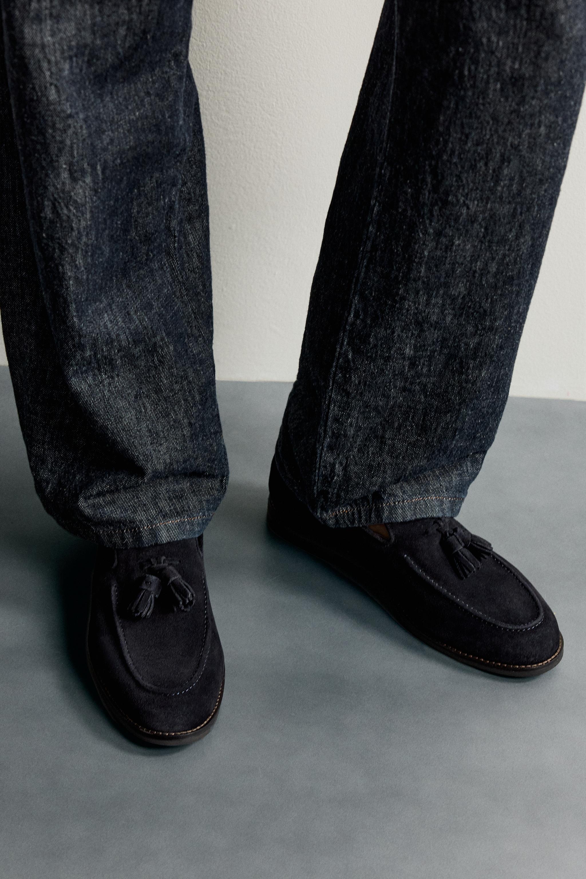 Мужские туфли Zara TASSELED LEATHER LOAFERS — фото 3