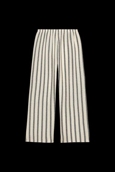 GERADE GESCHNITTENE HOSE AUS FESTEM STOFF - Weiß / Schwarz von Zara