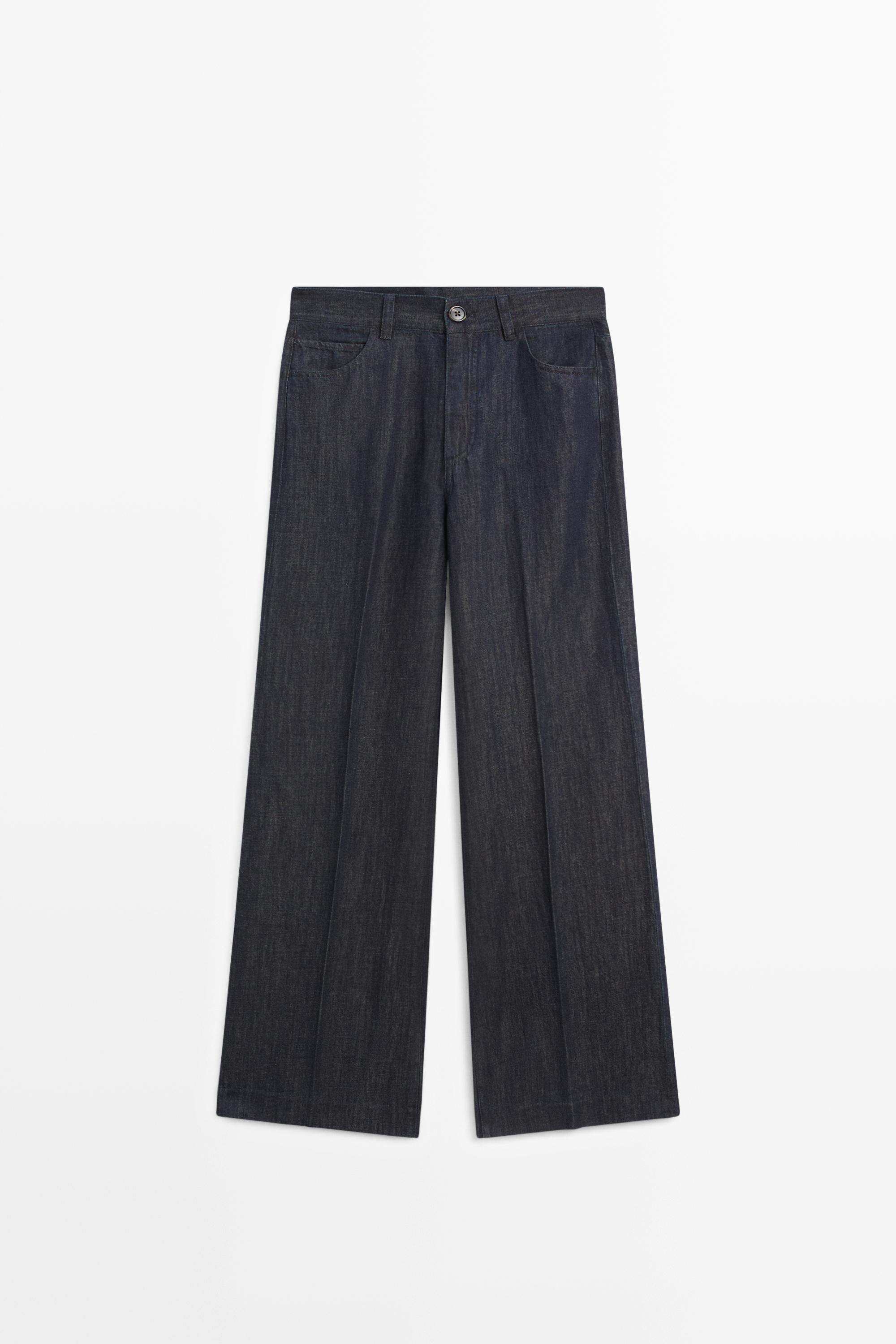 Pantalon palazzo denim taille haute