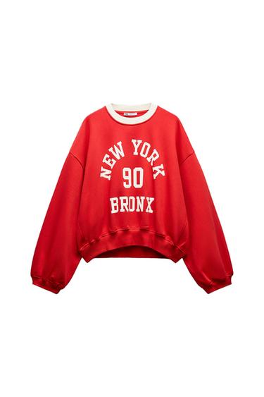SLOGAN SWEATSHIRT WITH RIBBED NECK