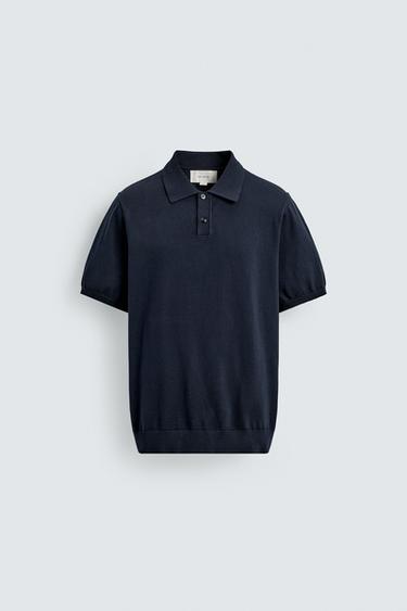 POLO REGULAR FIT EN MAILLE - Bleu marine foncé de Zara