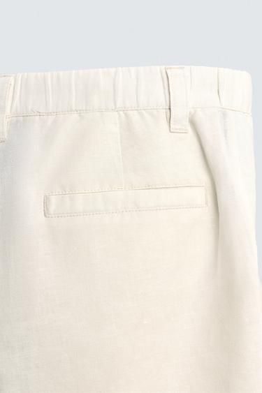 REGULAR FIT HEMP - COTTON BERMUDA SHORTS - White by Zara - Image 8