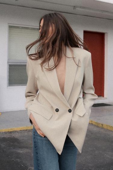 OVERSIZE DOUBLE-BREASTED BLAZER - Sand by Zara