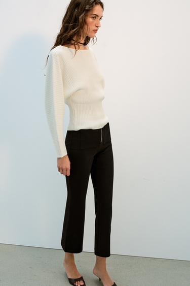 PANTALON FLARE À FERMETURE ÉCLAIR - Noir de Zara - Image 4