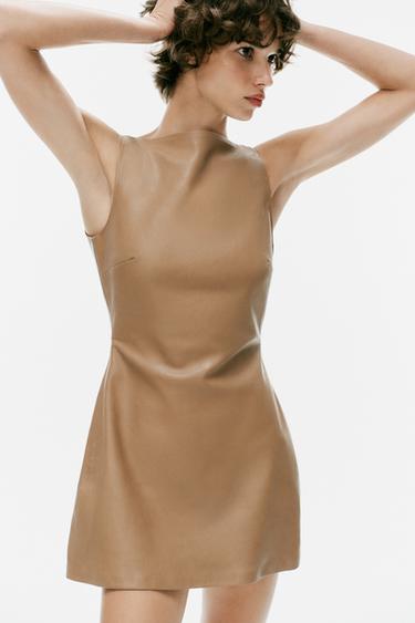 MINIKLEID IN LEDEROPTIK - Hellbraun von Zara - Bild 0