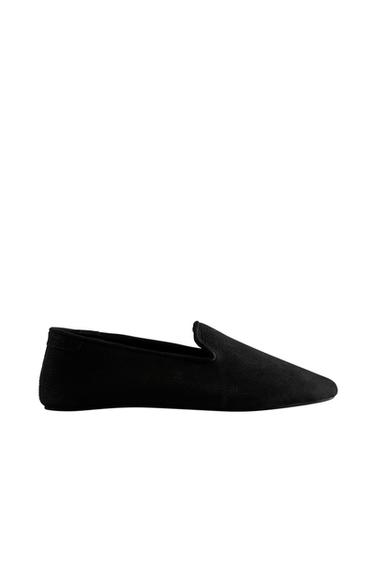 Zara LEATHER MOCCASINS - Black