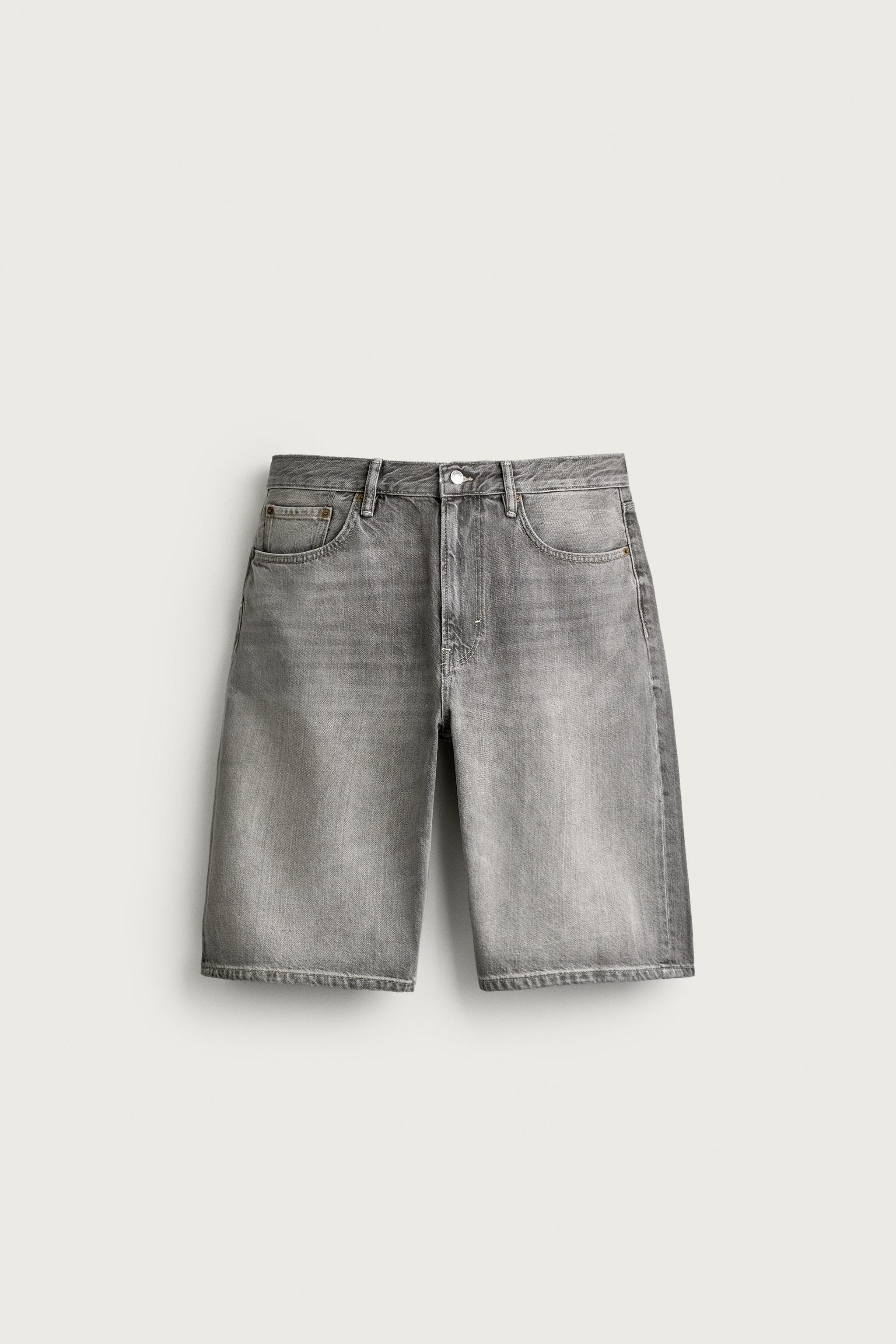 LOOSE FIT DENIM SHORTS — Gray