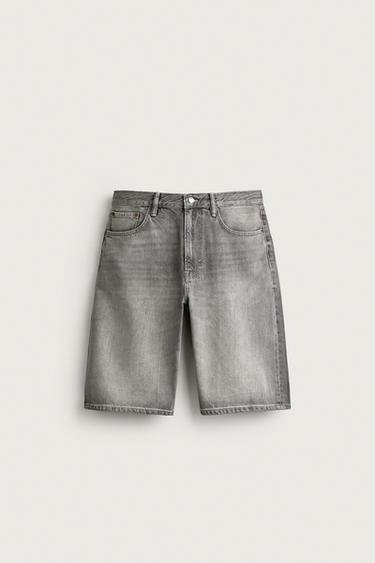 BERMUDA EN JEAN LOOSE FIT - Gris de Zara