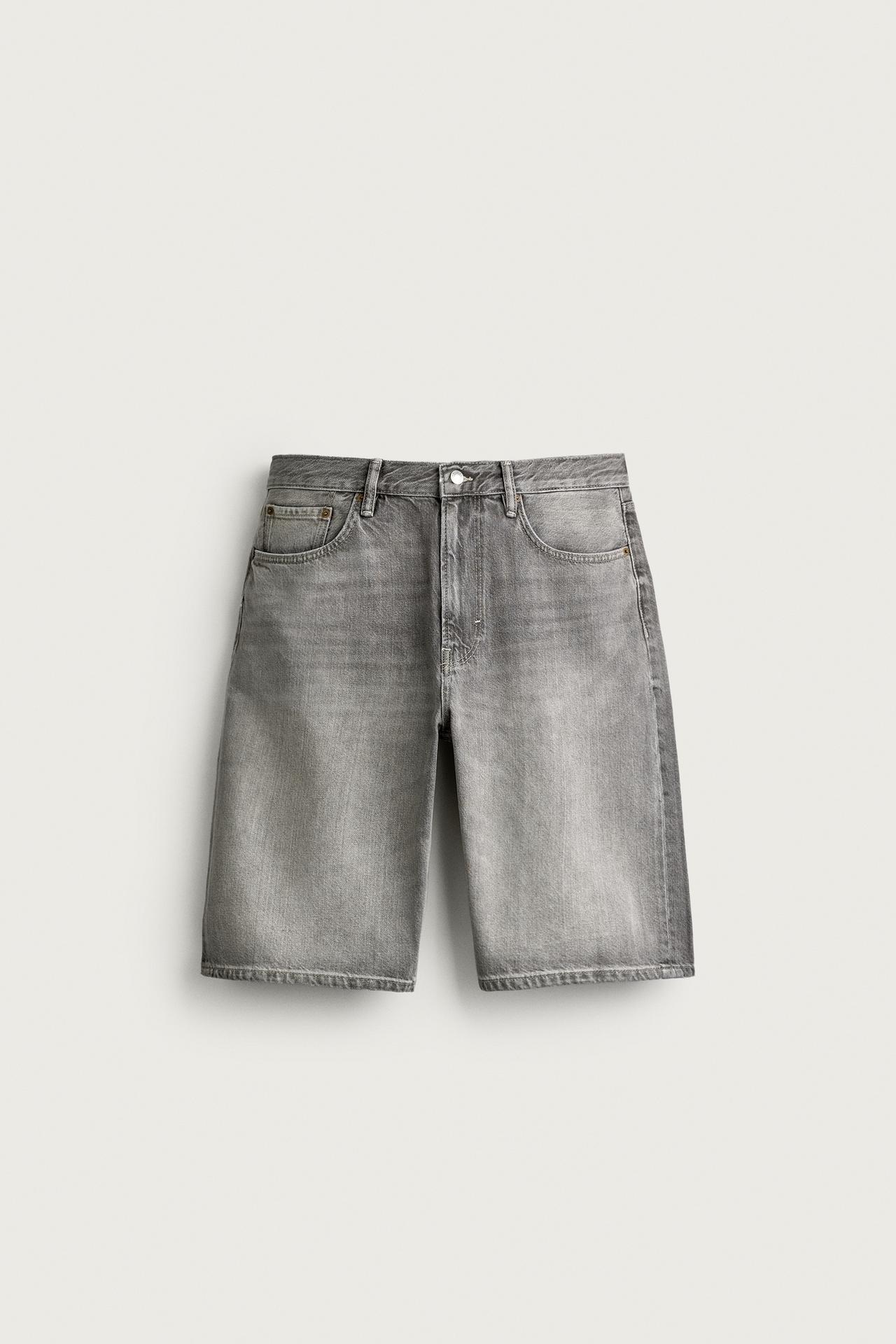 LOOSE FIT DENIM SHORTS — Gray