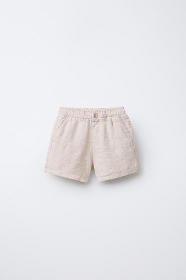 Zara 100% LINEN SHORTS - Light beige