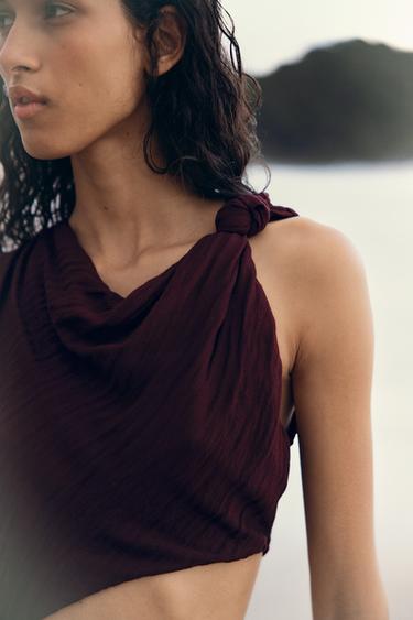CUT-OUT MIDI DRESS - Burgundy by Zara - Image 3
